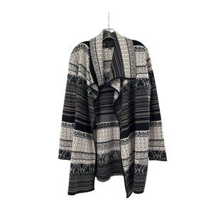 Icelandic Design Womens Wool Blend Cardigan Sweater Medium Gray‎ Black Knit